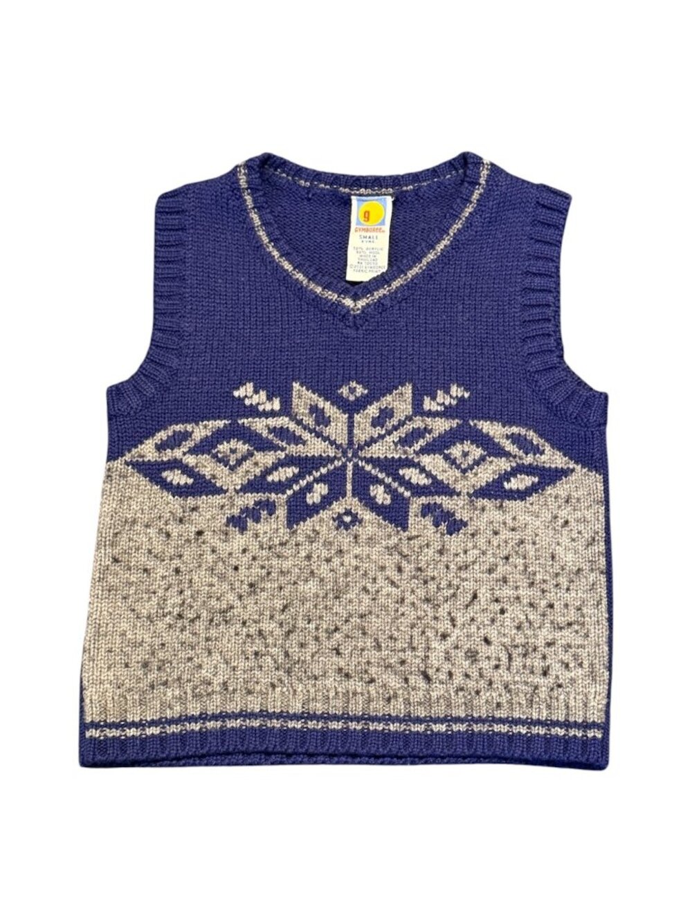 Vtg 2001 Gymboree Boy V Neck Vest Fair Isle Blue Gray Sz Small/ 3 yrs Check Desc